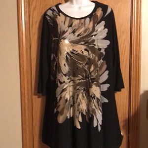 Susan Graver size 1X black print shirt